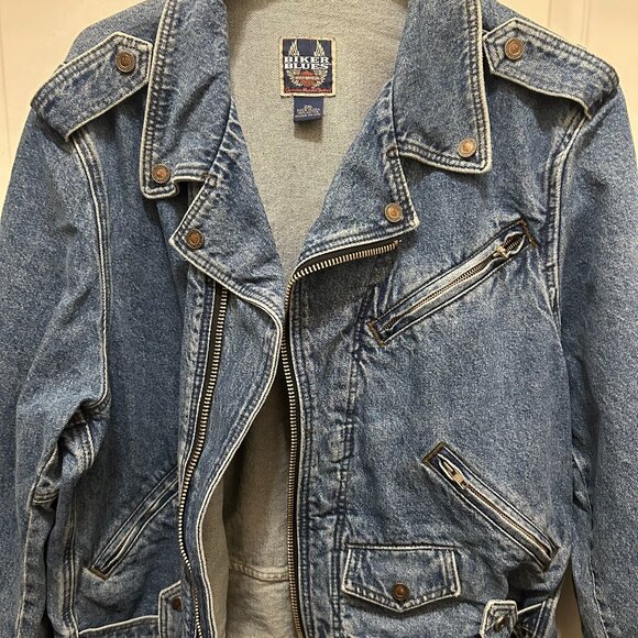 Men's Made in USA; Harley Davidson “Biker Blues” Jean Bomber Jacket- Size 2 XL - Picture 2 of 16